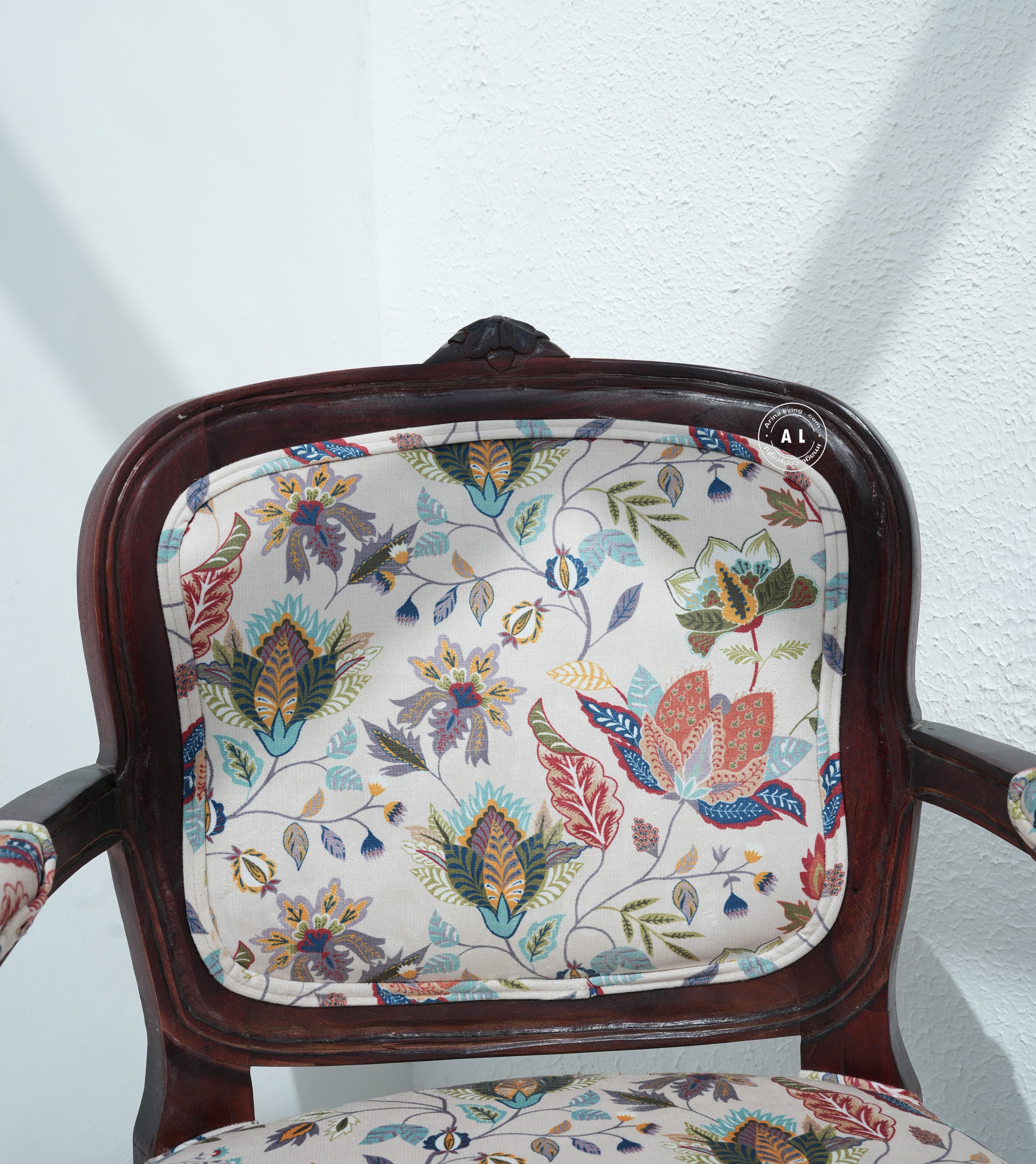 Upholstered Sheesham Wood Dining Chair - Teak finish Arina Living