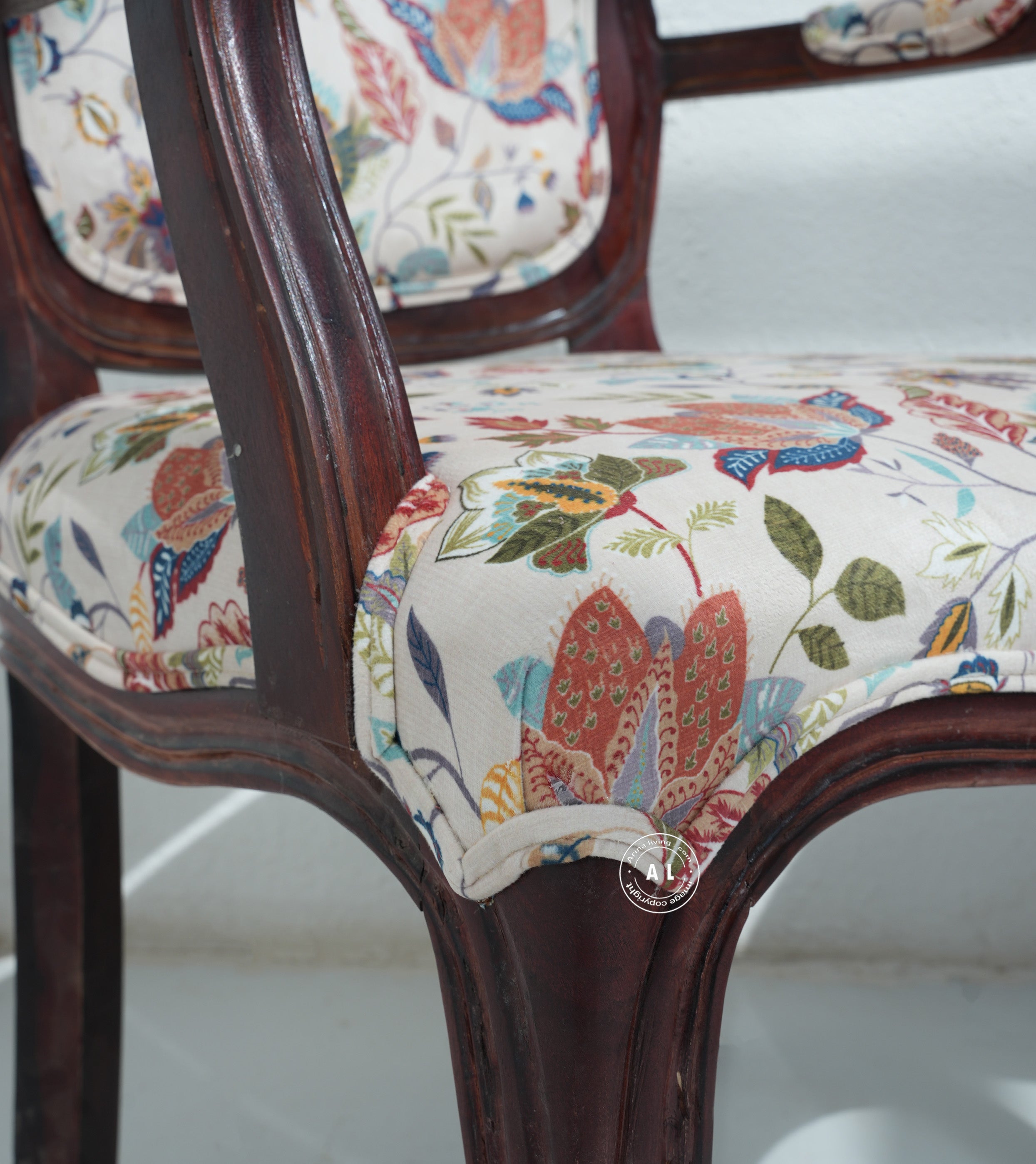 Upholstered Sheesham Wood Dining Chair - Teak finish Arina Living