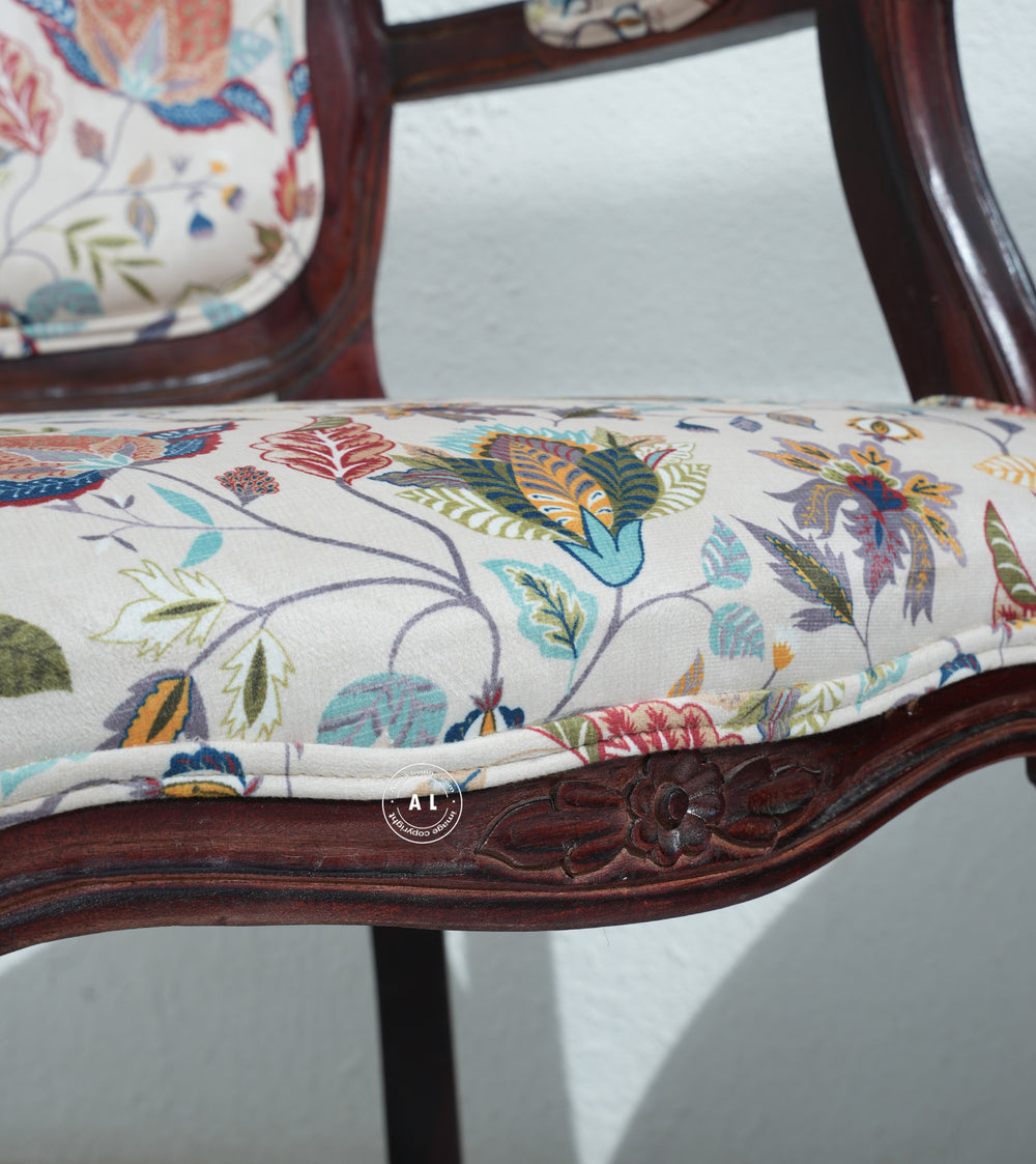 Upholstered Sheesham Wood Dining Chair - Teak finish Arina Living