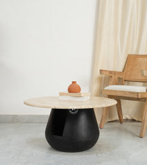 Marble top coffee table - Black finish Arina Living