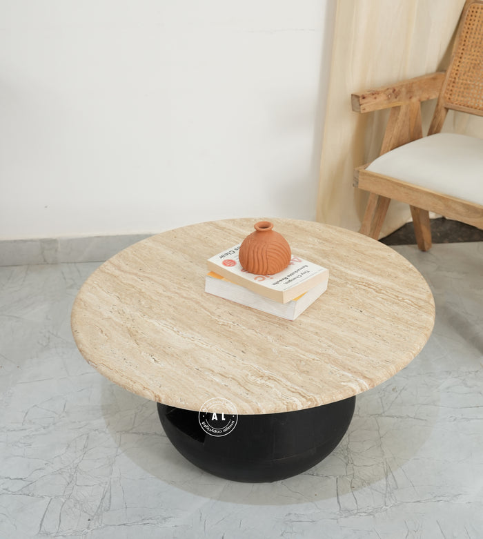 Marble top coffee table - Black finish Arina Living