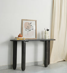 solid wood console table - black finish Arina Living