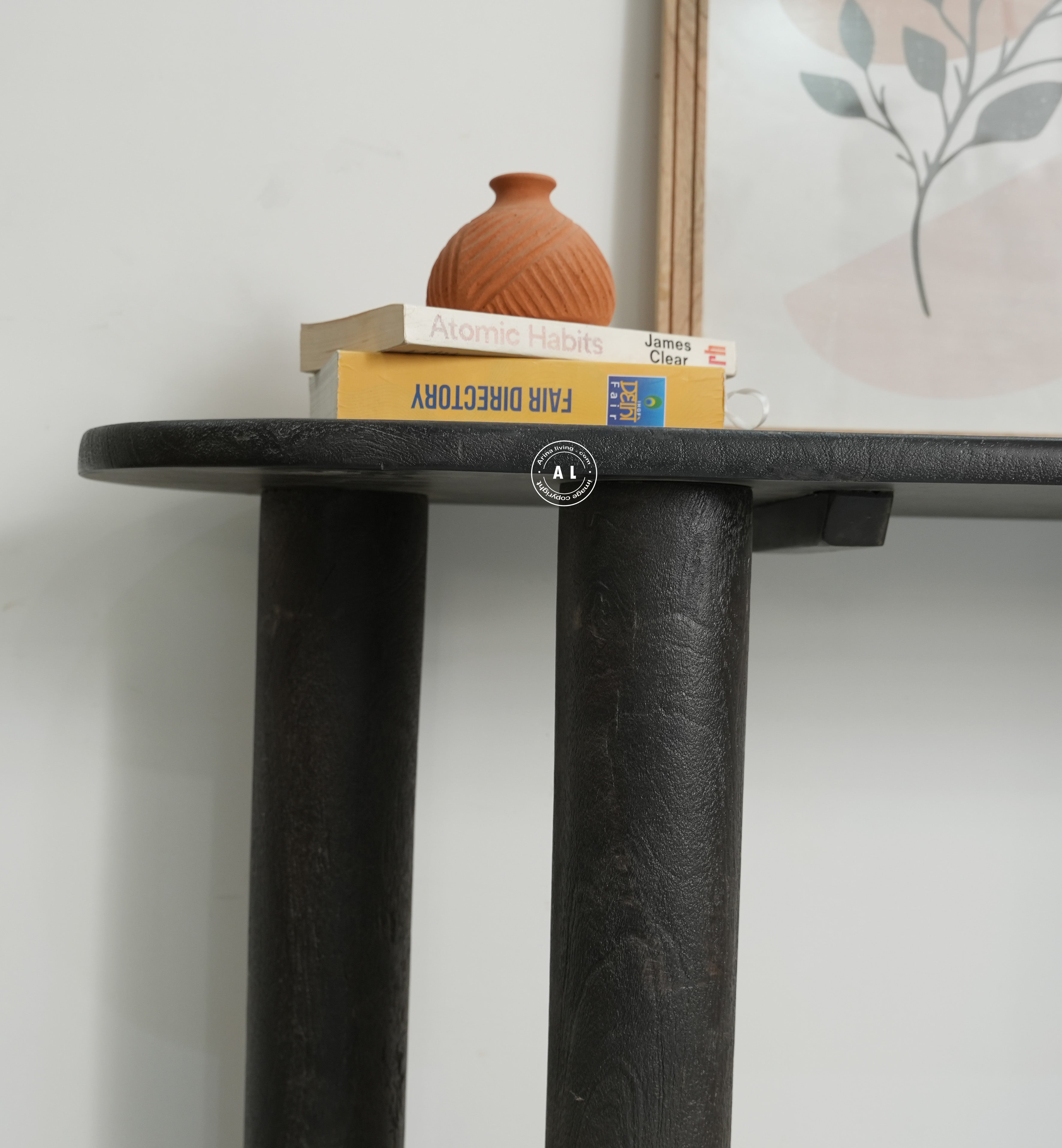 solid wood console table - black finish Arina Living