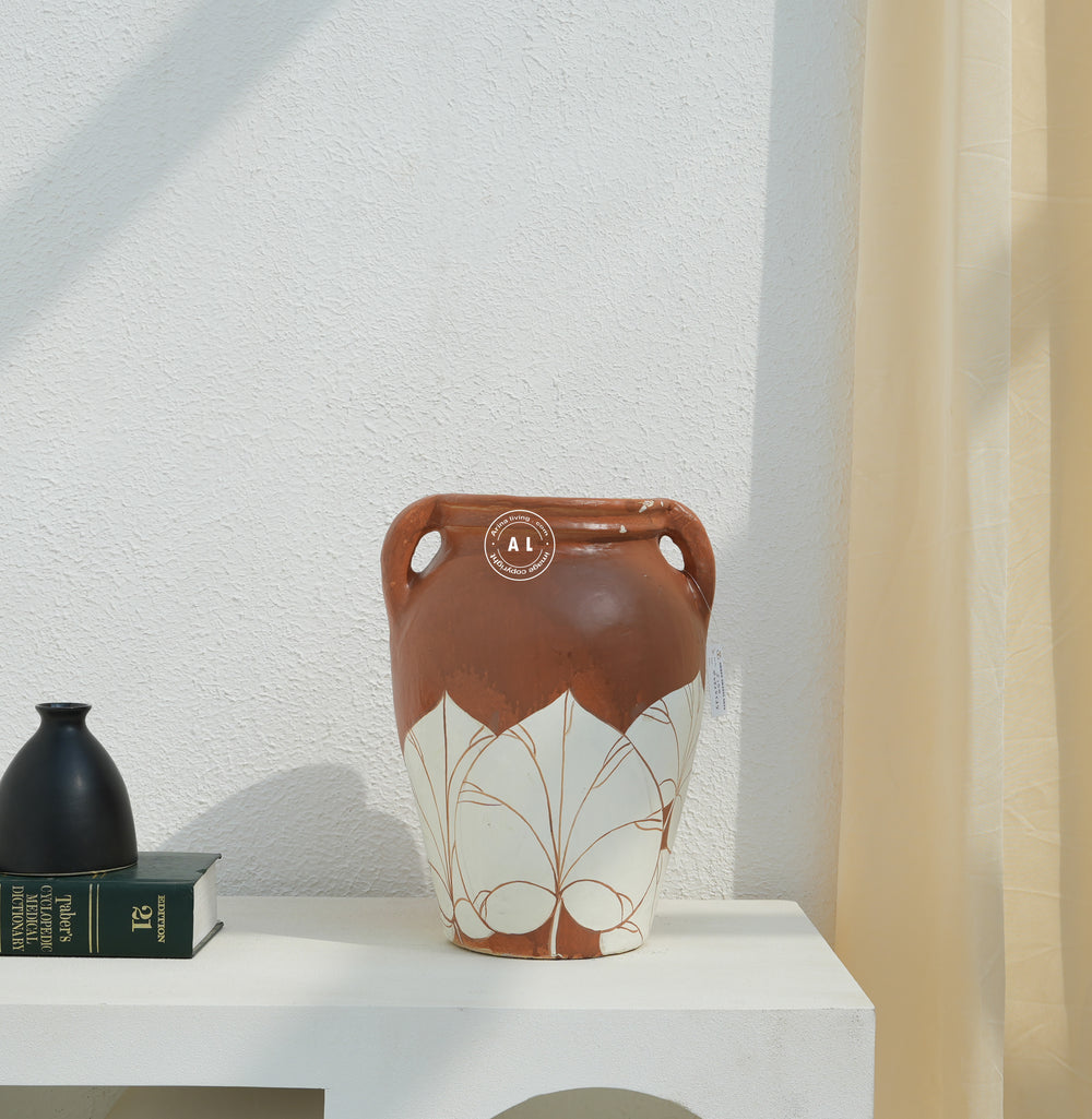 Rustic Terracotta and Ivory Decorative Flower Vase Arina Living