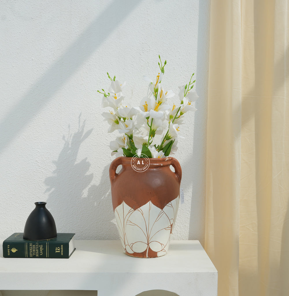 Rustic Terracotta and Ivory Decorative Flower Vase Arina Living