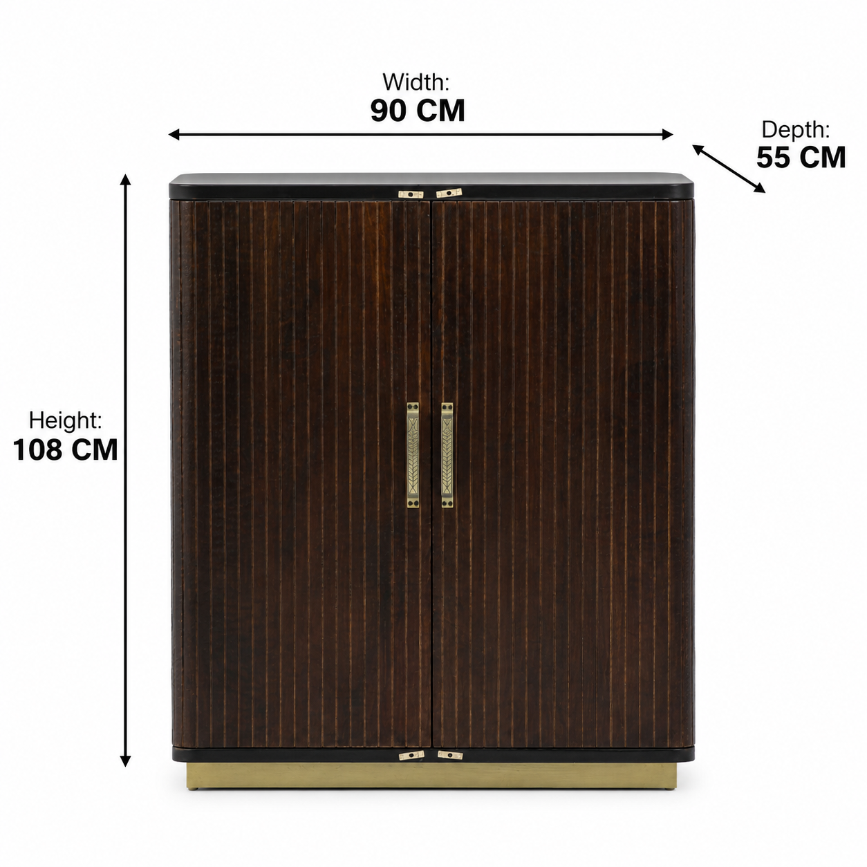 Anston Mango Wood Large Bar Cabinet – Walnut Finish Arina Living