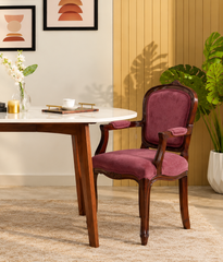 Upholstered Sheesham Wood Dining Chair - Teak finish Arina Living