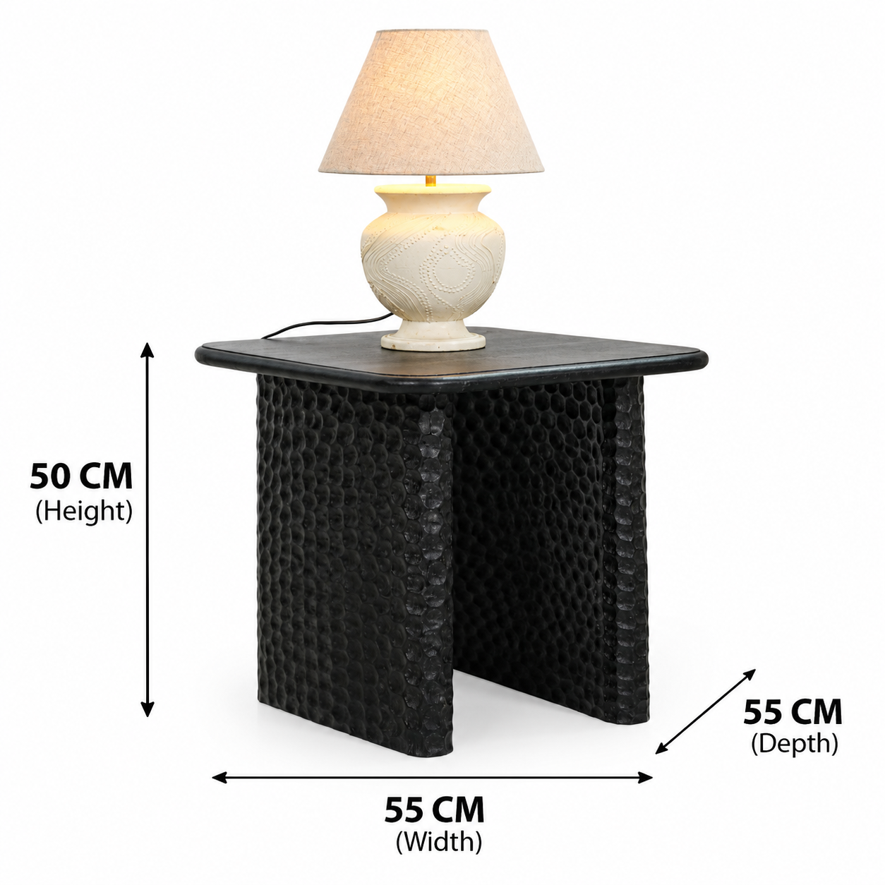 Etch Mango wood side table - Black finish Arina Living