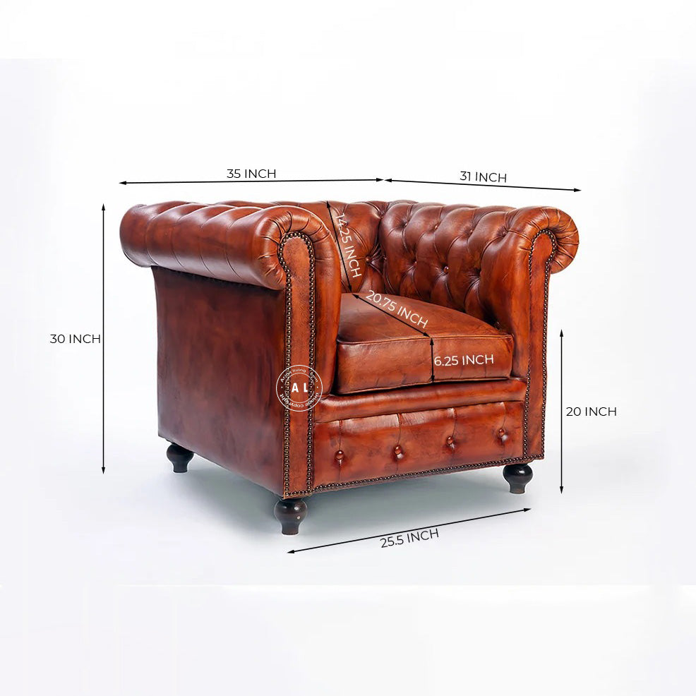 1 Seater Leather Sofa Arina Living