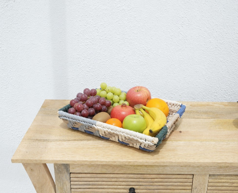 Basket Handcrafted Natural Woven Storage Tray with Handles Arinaliving