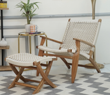 Acacia  Wood Arm Chair with Stool