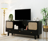 Solid Mango Wood Black TV Unit