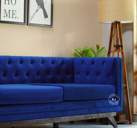 Stanpill Velvet 3 Seater Sofa - Indigo Blue Arinaliving