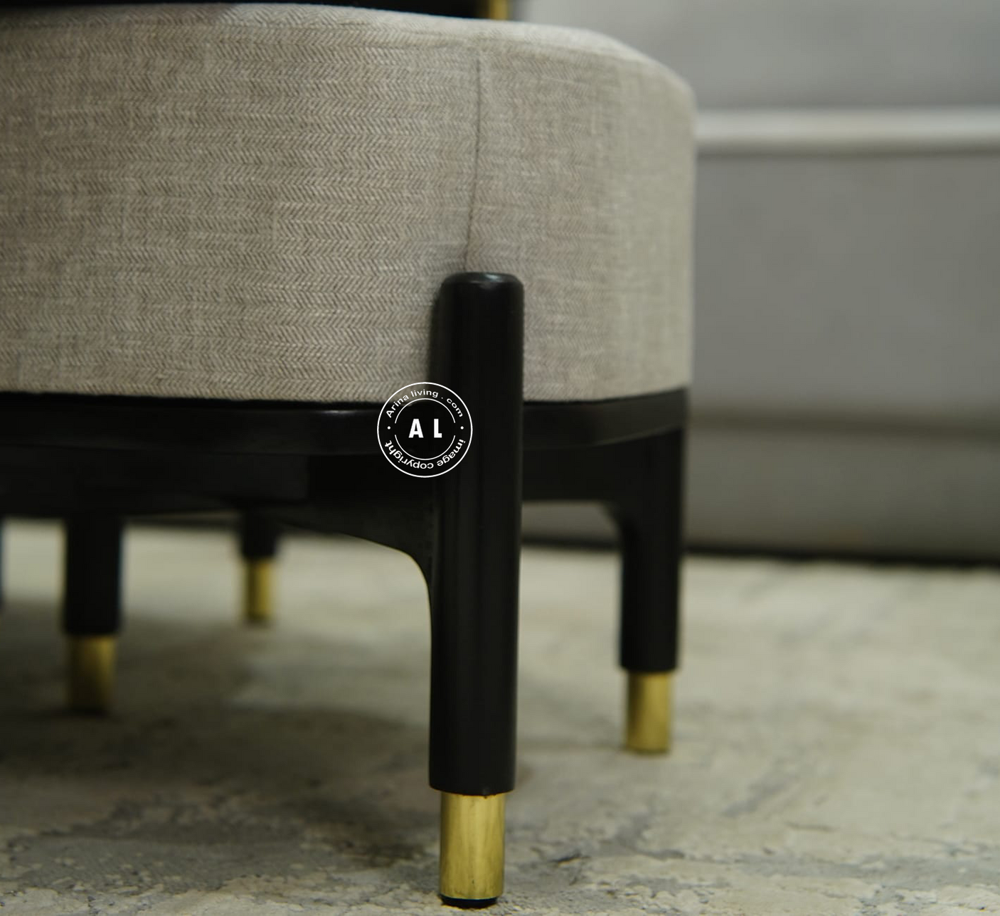 Mango Wood Coffee Table with Four Stools - Black finish