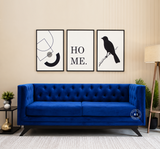 Velvet 3 Seater Sofa - Indigo Blue