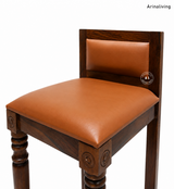 Evita Solid Wood Bar Chair with Cushioned Seat – Walnut Finish