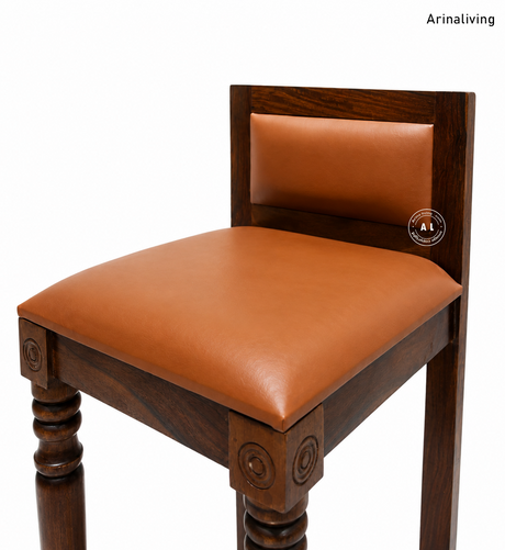 Evita Solid Wood Bar Chair with Cushioned Seat – Walnut Finish Arina Living