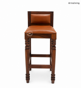 Evita Solid Wood Bar Chair with Cushioned Seat – Walnut Finish