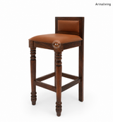 Evita Solid Wood Bar Chair with Cushioned Seat – Walnut Finish