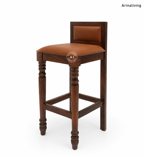 Evita Solid Wood Bar Chair with Cushioned Seat – Walnut Finish Arina Living