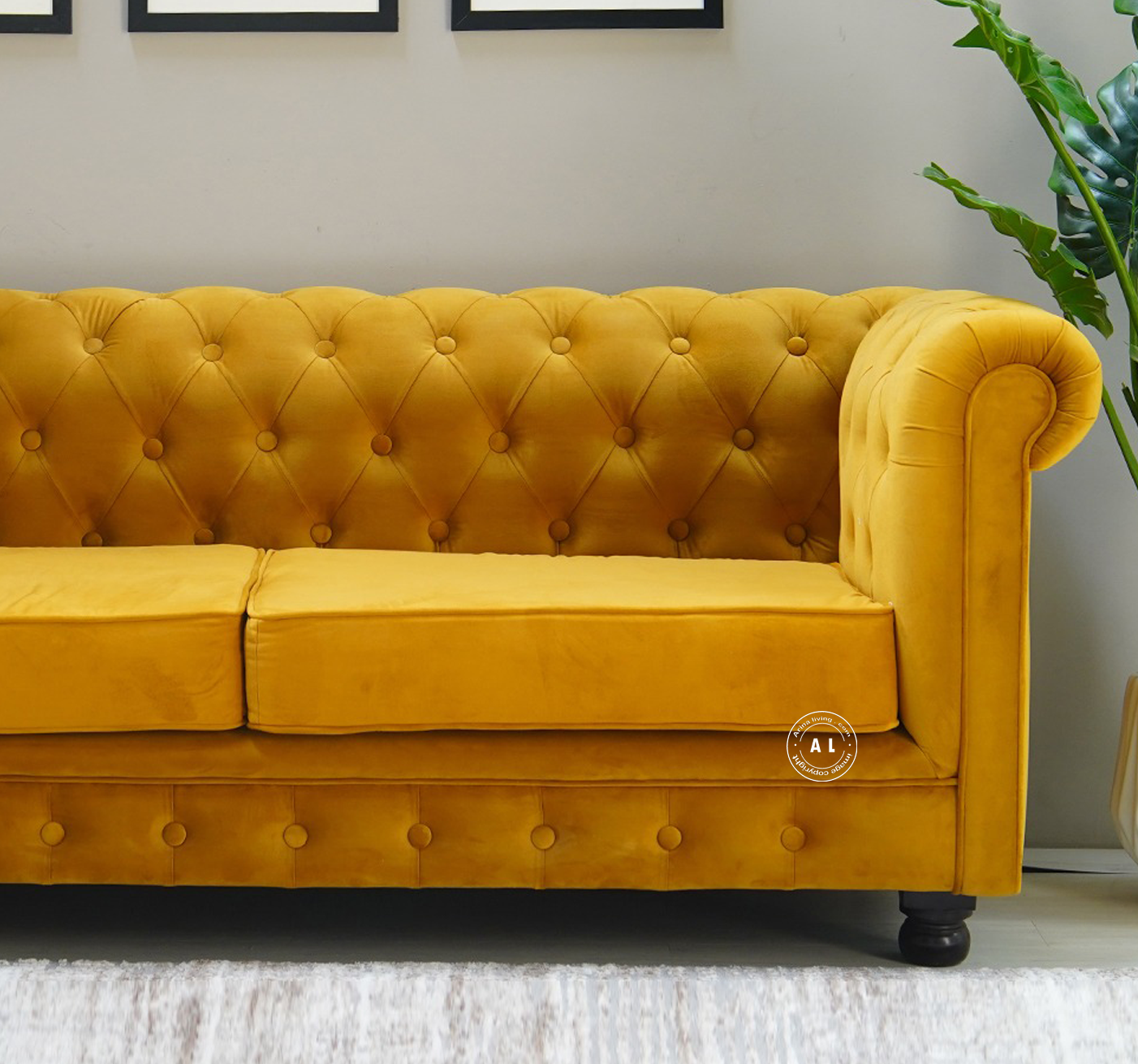 Bherry Velvet 3 Seater Sofa - Chestnut Brown