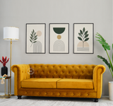 Bherry Velvet 3 Seater Sofa - Chestnut Brown