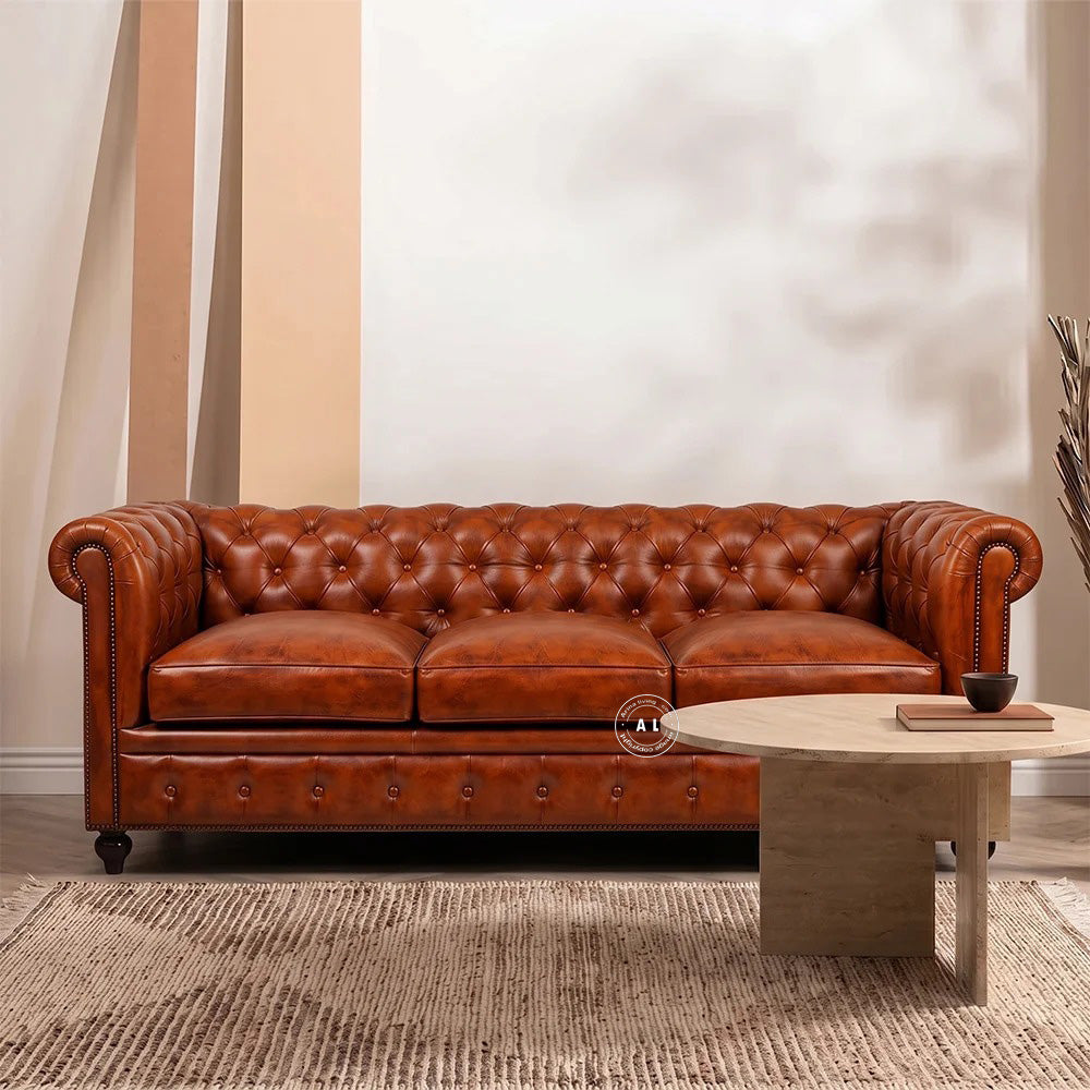3 Seater Leather Sofa Arina Living