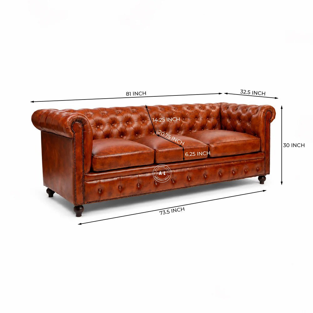 3 Seater Leather Sofa Arina Living