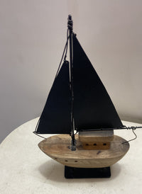 Line Handcrafted Wooden Sailboat Decorative Showpiece - Black Sail Boat Decor
