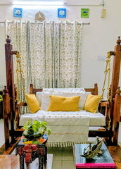 Quant Sheesham Wood Indoor Swing (Jhula) with Cushion - Honey finish Arina Living
