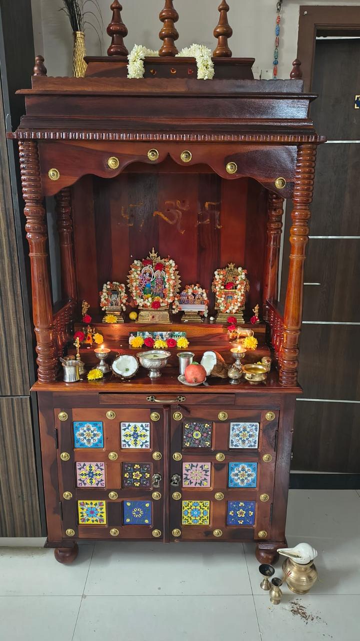 Flow Wooden Temple with Storage - Honey finish Arina Living
