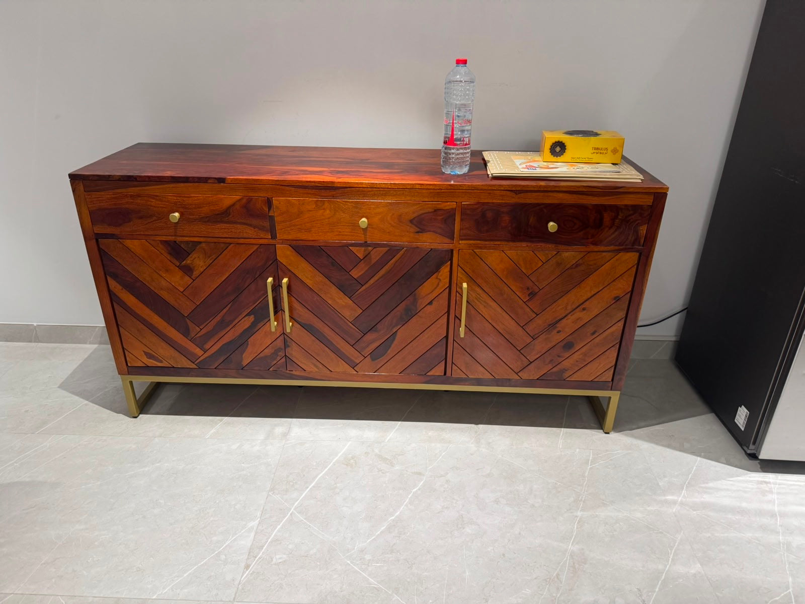 Bloom Sheesham Wood Cabinet & Sideboard with Storage – Honey Finish Arina Living