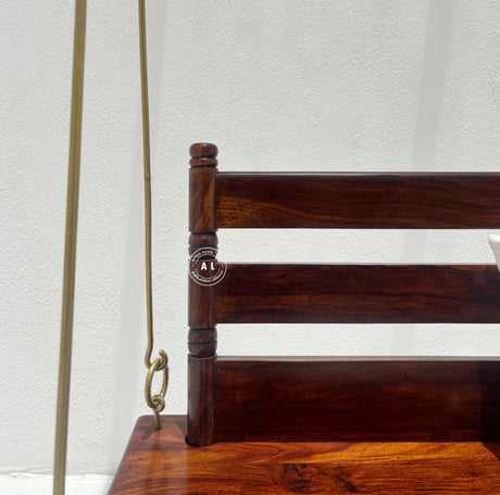 Cross Sheesham Wood Swing (Jhula) with Backrest – Honey Finish Arina Living