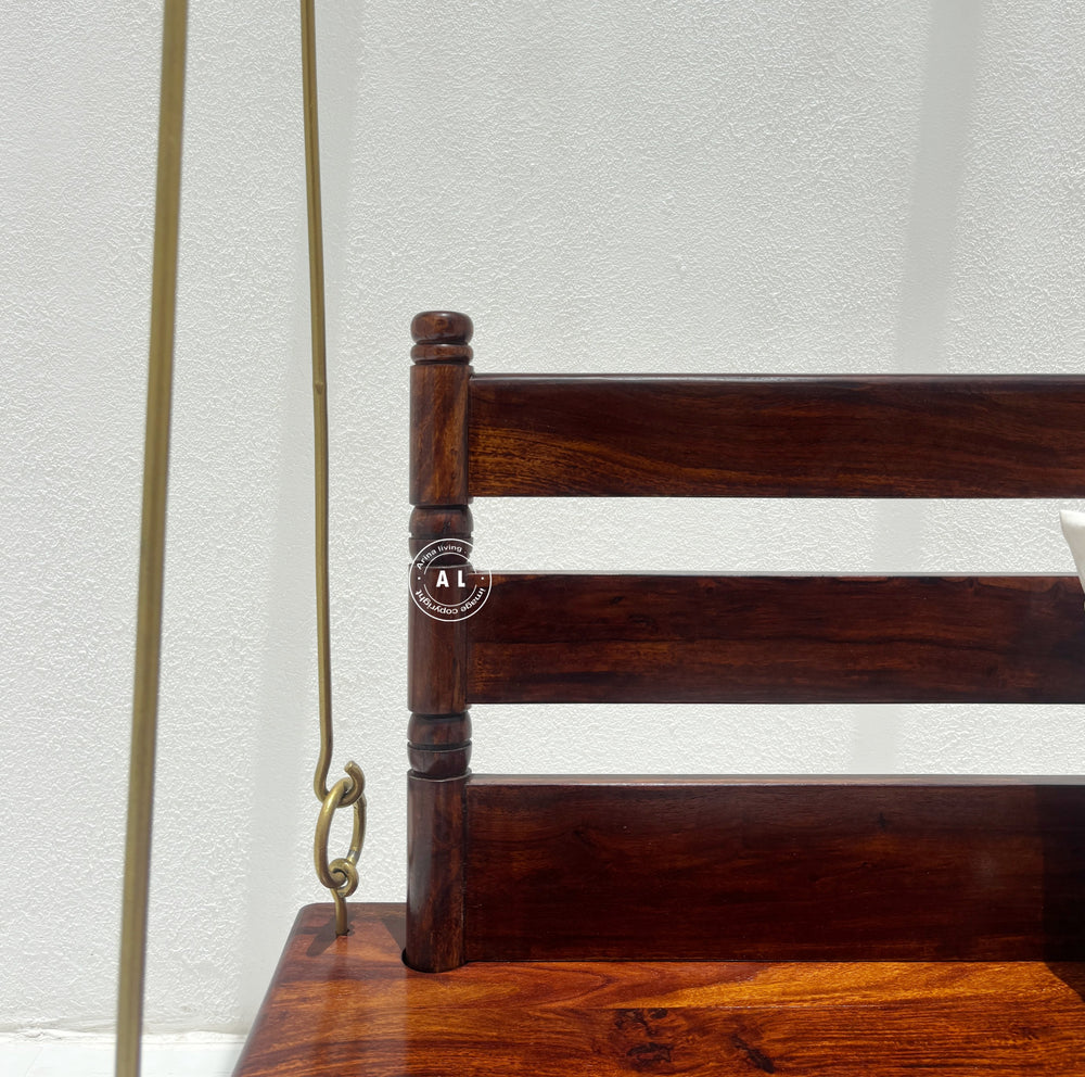 Cross Sheesham Wood Swing (Jhula) with Backrest – Honey Finish Arina Living