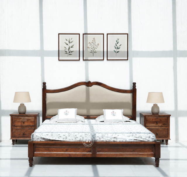 King size Acacia Wood bed - teak finish Arina Living