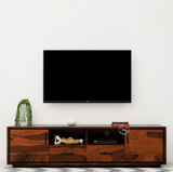 Archibold Sheesham wood Tv Unit - Honey finish