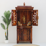 sheesham wood Home Temple 4 door - Honey finish