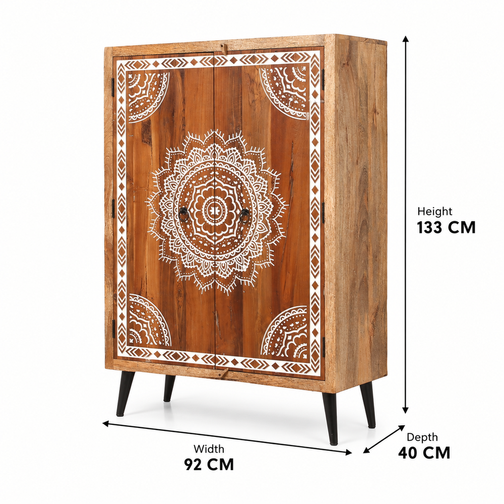 Somers Solid Mango Wood Carved  Sideboard Arina Living