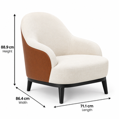 Nexium Wooden Arm Chair in Cotton & Leather Upholstery – Black Finish Arinaliving