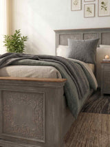 Riott King size carved bed (grey finish)