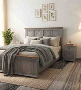 Riott King size carved bed (grey finish)