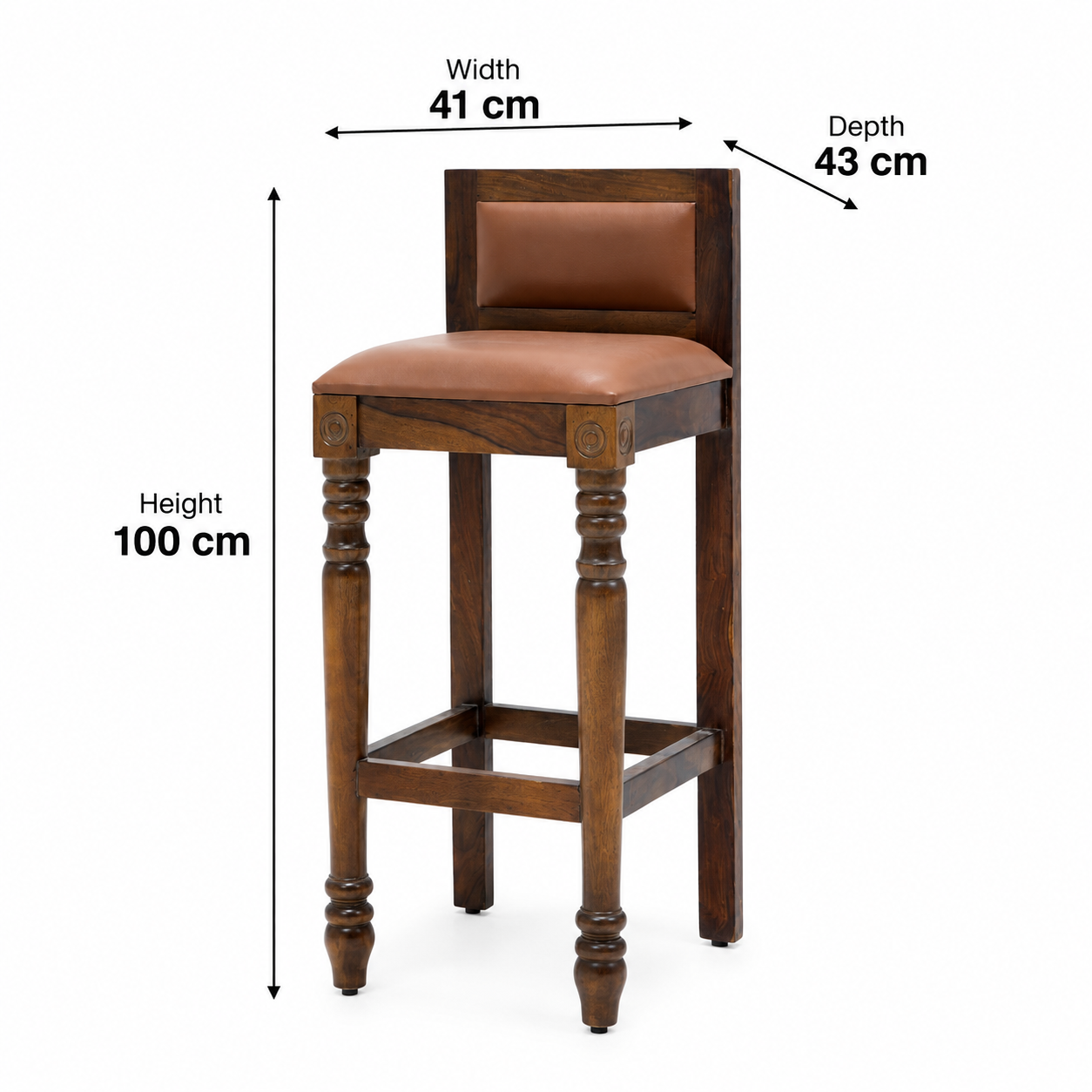 Evita Solid Wood Bar Chair with Cushioned Seat – Walnut Finish Arina Living