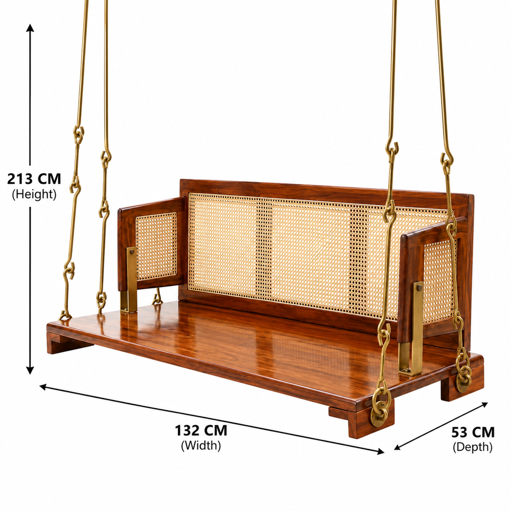 Conklin Air Reversible Solid Sheesham Wood Swing (Jhula) – Honey Finish Arina Living