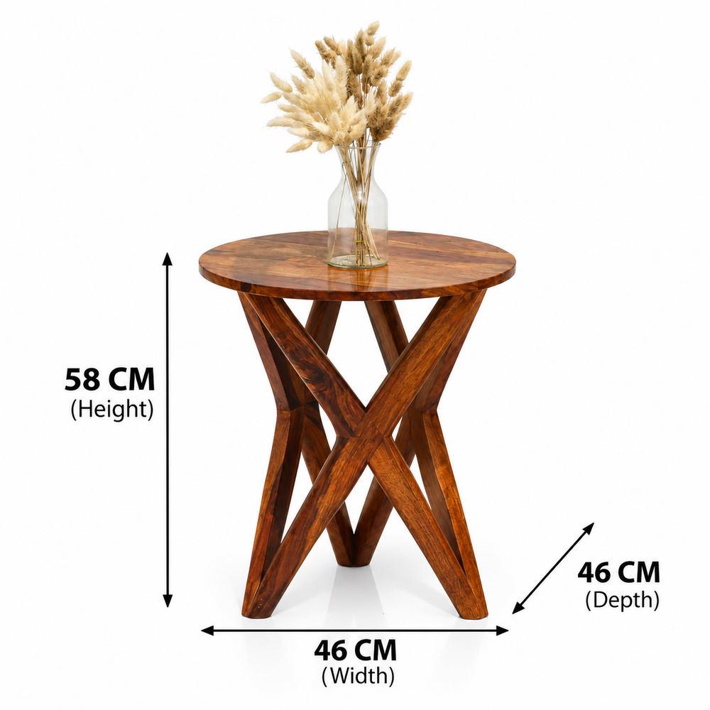 Rovix Sheesham Wood Side Table - Honey Finish Arina Living