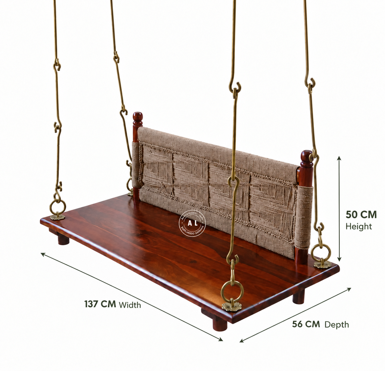 Secton Solid Sheesham Wood Swing/Jhula - honey finish Arina Living