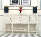 Wooden Carved Console Table - white finish