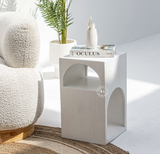 Alezzo solid mango wood white side table