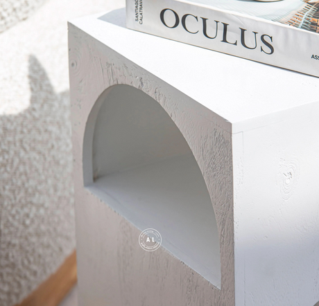Alezzo solid mango wood white side table Arina Living