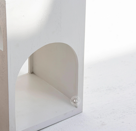 Alezzo solid mango wood white side table Arina Living