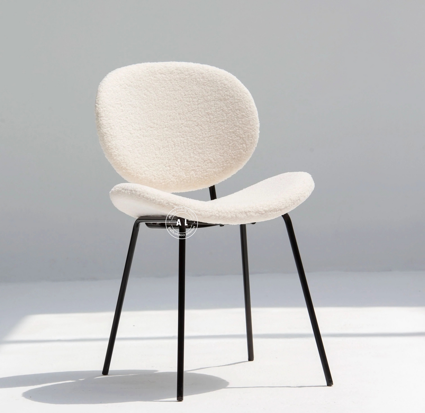 Modern Upholstered Chair in Boucle Fabric